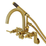 Kingston Brass Ae8157Dl Wall Mount Tub Filler With Hand Shower, Brushed Brass