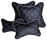 Pegasus Pu Leather Car Neck And Back Rest Cushion Pillows Combo For Maruti Swift Set Of 4|(Black)
