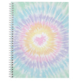 Softcover Love To Tie Dye 8.5 X 11 Trendy Spiral Notebook/Journal, 120 Wide Ruled Pages, Durable Gloss Laminated Cover, White 