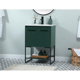 Elegant Decor Sloane 24 Mdf And Steel Single Bathroom Vanity In Green