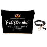 Funny Inspirational Makeup Bag for Women Lady Bestie, Large Capacity Makeup Pouch Travel Organizer Toiletry Cosmetic Bag, Silico