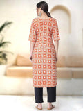 Pinkmint Kurta Set For Women Ll Printed Kurti & Pant Set Ll Regular Kurta Set Ll (Pack Of 2) Orange-Black Orange-Black L