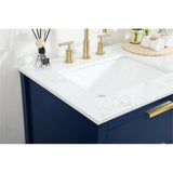 Elegant Decor Larkin 60 Solid Wood Mdf Single Bathroom Vanity In Blue