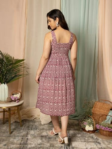 Anni Designer Women'S Cotton Blend A-Line Printed Dress (Vk11 Red-Nw_M_Red_Medium),Red,M,Cotton Blend,A-Line,Kurta