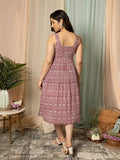 Anni Designer Women'S Cotton Blend A-Line Printed Dress (Vk11 Red-Nw_M_Red_Medium),Red,M,Cotton Blend,A-Line,Kurta