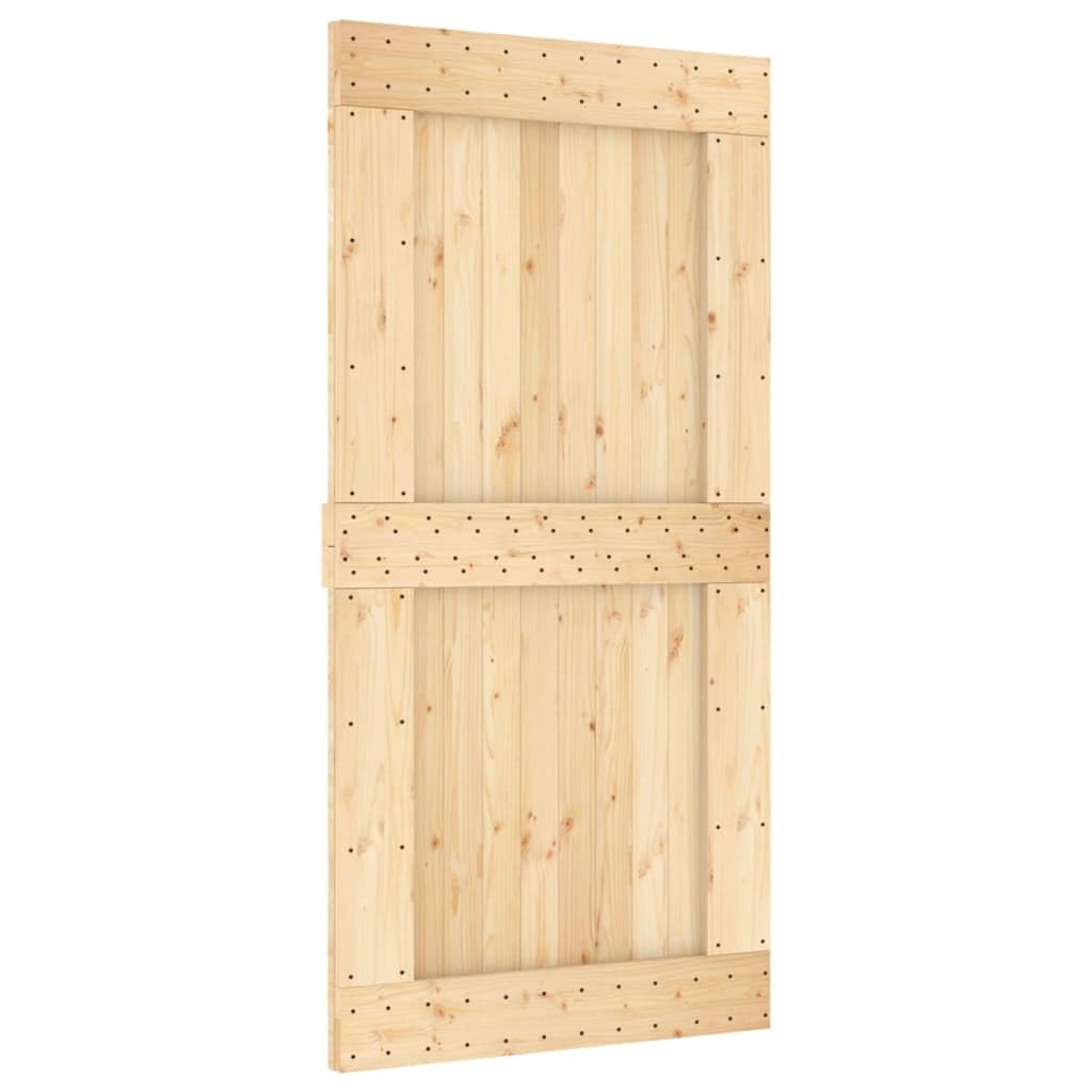 Vidaxl Narvik 39.4'X82.7' Solid Pine Wood Sliding Barn Door, Modern Rustic Interior Door For Bedroom Kitchen Closet Garage - Natural Brown, Space-Saving & Easy Install (Without Hardware Kits)