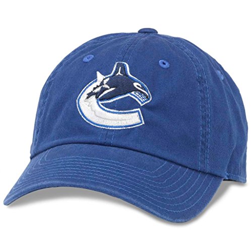 AMERIcAN NEEDLE Blue Line NHL Team Dad Hat, Vancouver canucks, Royal (40742A-VAc)