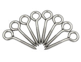 DGOL 8 Packs 3-1/8 Inches Long 304 18-8 Stainless Steel Self Taping Screw Eyes, Heavy Duty Screw-in Eye Hooks Bolt Loading 240 L