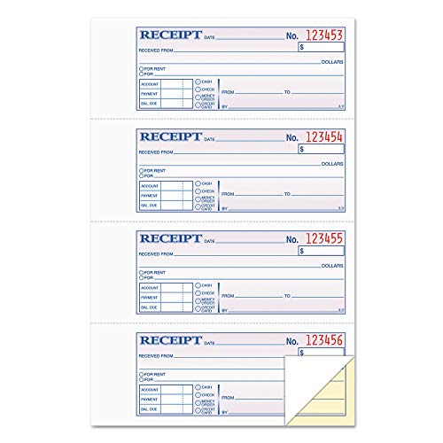 Tops 46806 Receipt Book,Carbonless,2-Part,2-3/4-Inch X7-1/4-Inch ,200/Bk,We/Ca