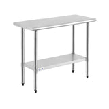 ROCKPOINT Stainless Steel Table for Prep & Work 18x36 Inches, NSF Metal Commercial Kitchen Heavy Duty Table with Adjustable Unde