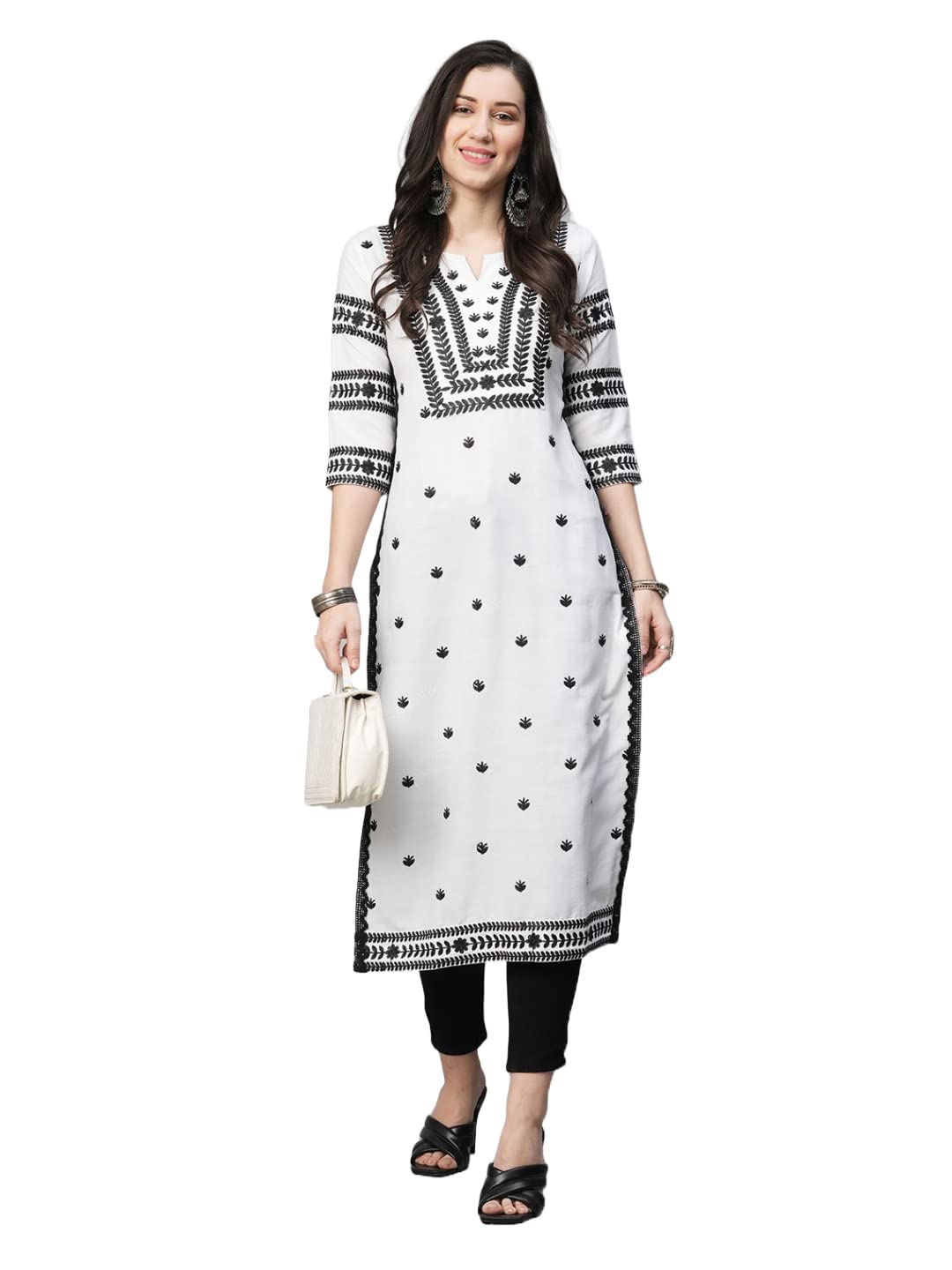 Anni Designer Women'S Cotton Blend Embroidered Straight Kurta (Stho-White-Nw2_4Xl_White_Xxxx-Large),White,4XL