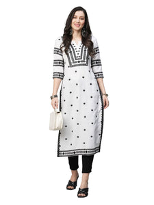 Anni Designer Women'S Cotton Blend Embroidered Straight Kurta (Stho-White-Nw2_4Xl_White_Xxxx-Large),White,4XL