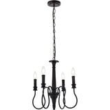 Elegant Lighting Living District Flynx 4-Light Mid-Century Metal Pendant In Black