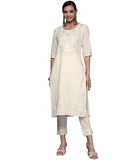 Libas Women's Cotton Yoke Design Straight Kurta (24044O_Off White