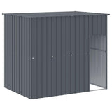 Vidaxl Dog House, Dog Kennel With Roof, Dog Cage With Lockable Door And Latch, Pet House For Small Animals, Anthracite Galvanised Steel