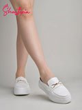 Shoetopia Smart Casual Comfortable White Loafers For Girls-Eu37,Bronze,4,B0D5HH1VKR