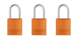 ABUS 3-Pack 72/30 Lockout Tagout Safety Padlock with 1 Shackle, Keyed Alike, 6 Keys (Orange)