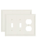 TREEWELL 2-Pack Combo Double Toggle/Single Duplex Outlet Covers, Durable Zinc Alloy Decorative Switch Plate Covers, Light Almond