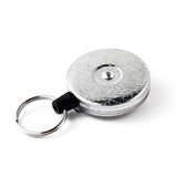 KEYBAK Original SD Retractable Keychain, 36 Retractable Cord, Chrome Front, Steel Belt Clip, 13 oz. Retraction, Split Ring