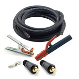 WeldingCity 25ft 2AWG USAmade Heavy Duty Welding Cable with Work Clamp, Stick Electrode Holder Stinger and Dinse Connector Pl