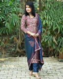 Anni Designer Women'S Rayon Blend Straight Printed Kurta With Pant & Dupatta (Parimat Red_Xxl_Red_Xx-Large),Red,2XL,Rayon Blend,Regular,