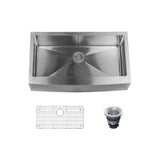 Miseno Mss3620F Apron Front 36 X 20 Stainless Steel (16 Gauge) Kitchen Sink - Includes Basin Rack And Drain
