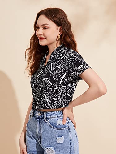 Toplot Women'S Casual Printed Crop Shirt With Half Sleeve Pack Of 2 (Combo-5059-Blk-Wht-Xl),Black-White,,B0CFTY7YJQ