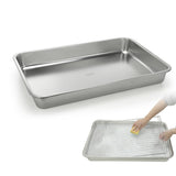 LANMU Stainless Steel Oven Rack Cleaning Tray, Large Capacity Soaking Tray for Grill Grates, Roasting Pans, Cooling Racks, Air F