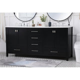 Elegant Decor Irene 72 Solid Wood And Stone Double Bathroom Vanity In Black