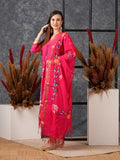 Gosriki Women'S Cotton Blend Straight Printed Kurta With Pant & Dupatta (Sanskrit Rani-Nw-Gs_M_Pink_Medium),Pink,,B0D5VHPV98