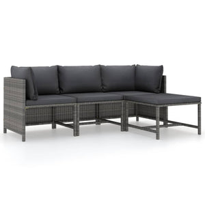 Vidaxl 4-Piece Patio Lounge Set - Outdoor Furniture With Cushions - Weather-Resistant Poly Rattan - Gray/Anthracite - Easy To Clean & Maintain,Decorative Fences