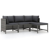 Vidaxl 4-Piece Patio Lounge Set - Outdoor Furniture With Cushions - Weather-Resistant Poly Rattan - Gray/Anthracite - Easy To Clean & Maintain,Decorative Fences