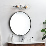 Living District Rogelio 2-Light Iron & Glass Bath Sconce In Black/Clear