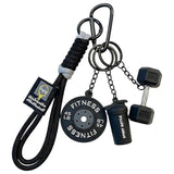 Wickston Fitness Gym Keychain Set, Mini 45LB Weight Plate & Dumbbell Keyring with Sports Bottle Charm, Workout Lover Accessories