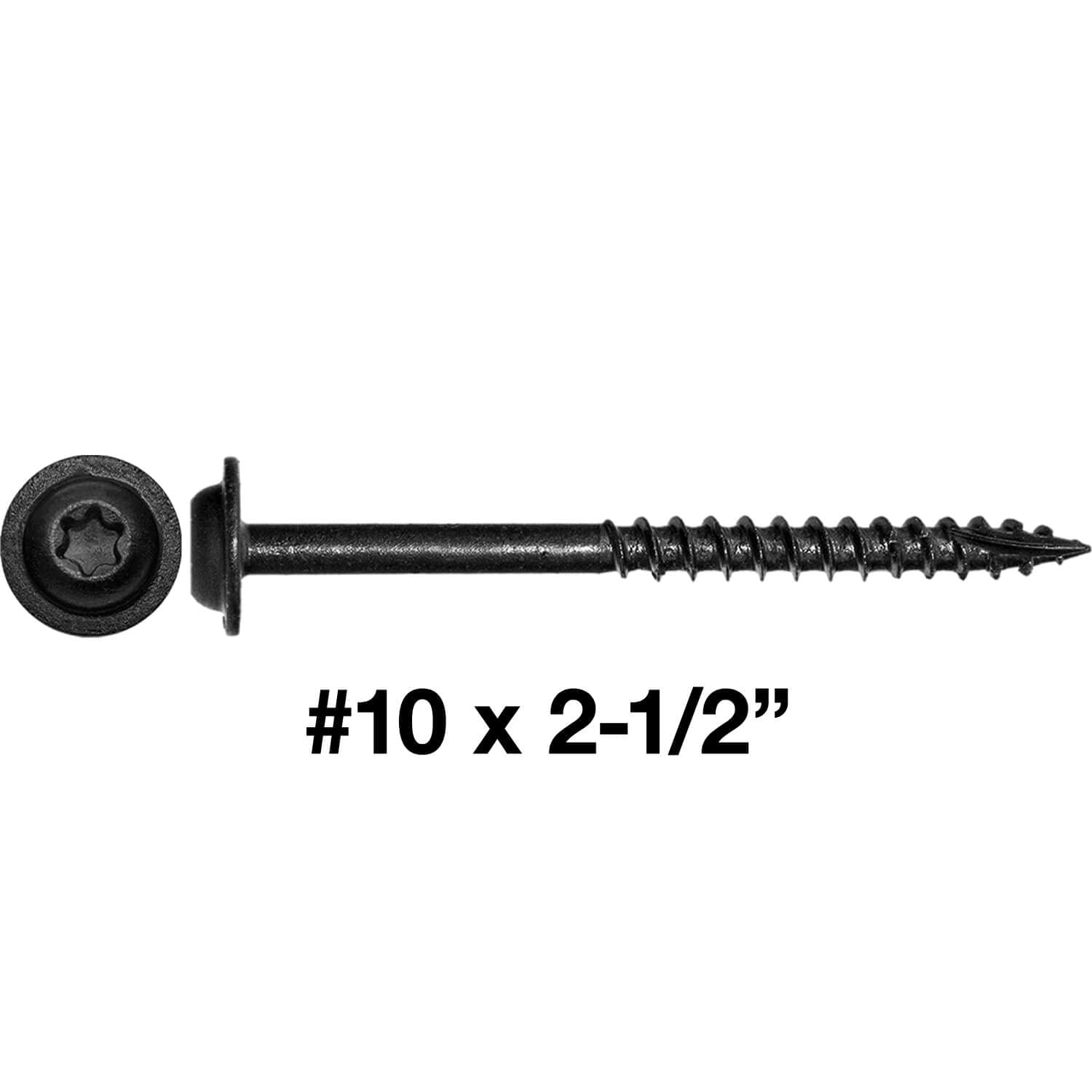 #10 x 2-1/2 Round Washer Head Truss Head Screw. Torx/Star Drive Head Wood Screws. Multipurpose Cabinet, Furniture, Siding an