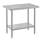 ROCKPOINT SS304 Top All Stainless Steel Table for Prep & Work 24x36 Inches, NSF Commercial Kitchen Heavy Duty Table with Adjusta