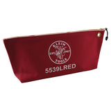 Klein Tools 5539LRED Zipper Bag, Large 16Inch Canvas Tool Pouch for Tool Storage with Brass Zipper, and Grommet for Hanging, Re