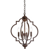 Elegant Lighting Living District Sandara 4-Light Mid-Century Metal Pendant In Weathered Oak