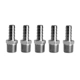 Beduan Stainless Steel 5/8 Hose Barb to 1/2 Male NPT Home Brew Fitting for Water Fuel Air Gas Oil(Pack of 5)
