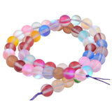 Matte Aurora Crystal Glass Beads Gemstone 6MM Colorful Frosted Glitter Shining Mermaid Round Loose Beads Frosted Moonstone for J