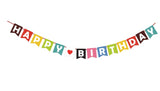 SYGA Rainbow Happy Birthday Banner with Star Designs Decorative Birthday Party Banner