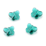 100pcs Cute Czech Butterfly Center Drilled Crystal Glass Beads 10mm (0.4 Inch) Emerald Green May Birthstone #5754