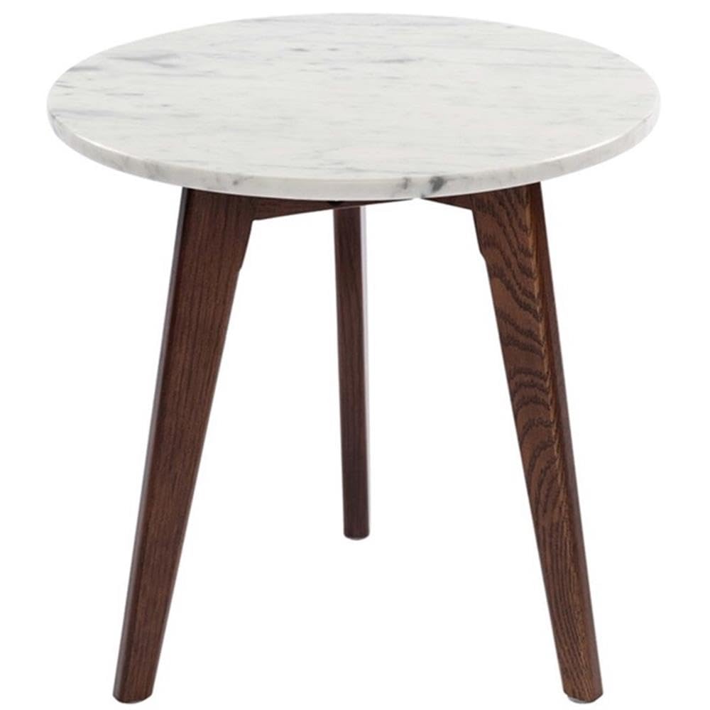 Bianco Collection Cherie 15 Marble End Table In White And Walnut