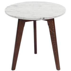Bianco Collection Cherie 15 Marble End Table In White And Walnut