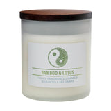 Bamboo Lotus Scented Jar Candle, Wellness Collection, Relaxing Aromatherapy Candle, 2 Wick White Jar Soy Blend Wax Candle for Ho