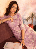 Libas Women'S Silk Blend Floral Printed Straight Kurta (29478O_Mauve_M)