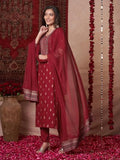 Gosriki Women'S Rayon Blend Printed Straight Kurta With Pant & Dupatta (Toxic Red-Vks01-Gs_Xl_Red_X-Large),Red,,B0DT76QLTQ