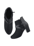 Shoetopai Women'S Black Ankle Boots Block Heel Booties With Cross Strap Detail | Elegant Party & Office Wear Heeled Shoes Eu37,Black,4,B0DNXPBT2H