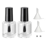 Agidea 2PCS Empty Nail Polish Bottles with Rounded Brush,Empty Glass Clear Refillable Nail Polish Containers Vials with Mixing B