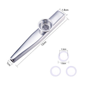 WANDIC Kazoo Flute With 3 Pcs Kazoo Flute Diaphragms, Silver Metal Aluminum Alloy Kazoo Flute Musical Instruments, Good Companio